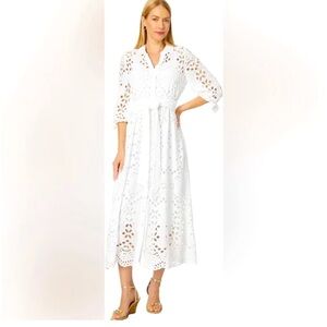 EUC Lily Pulitzer Amrita white eyelet midi dress size 00 resort white EUC